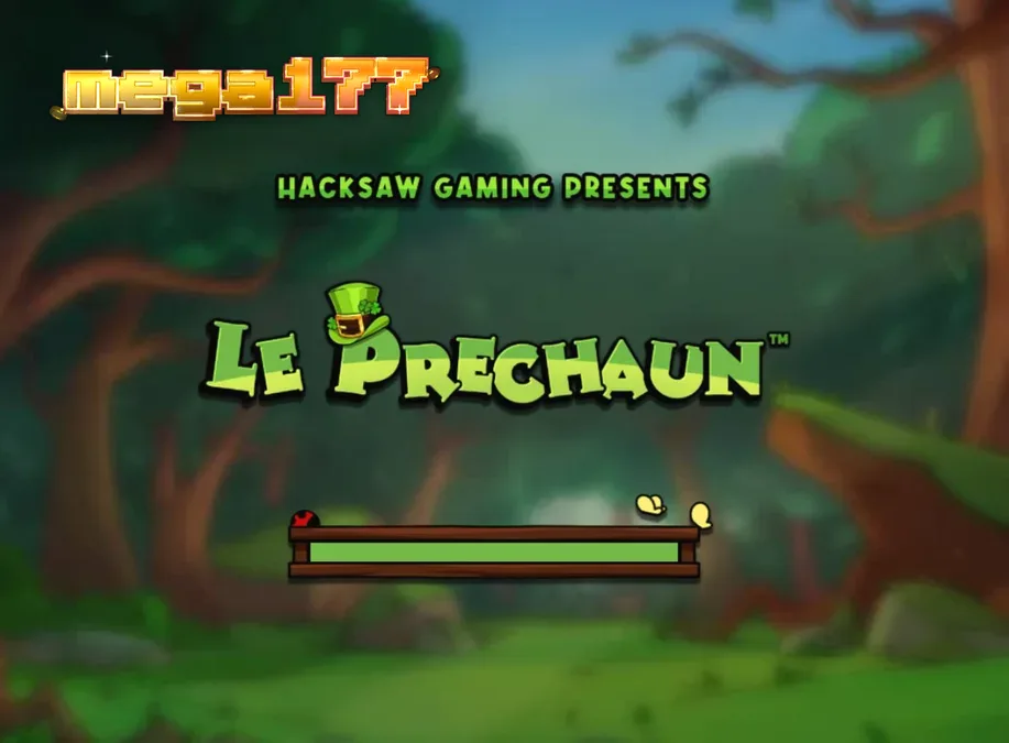 Karakter rakun dalam slot Le Prechaun di latar belakang hutan